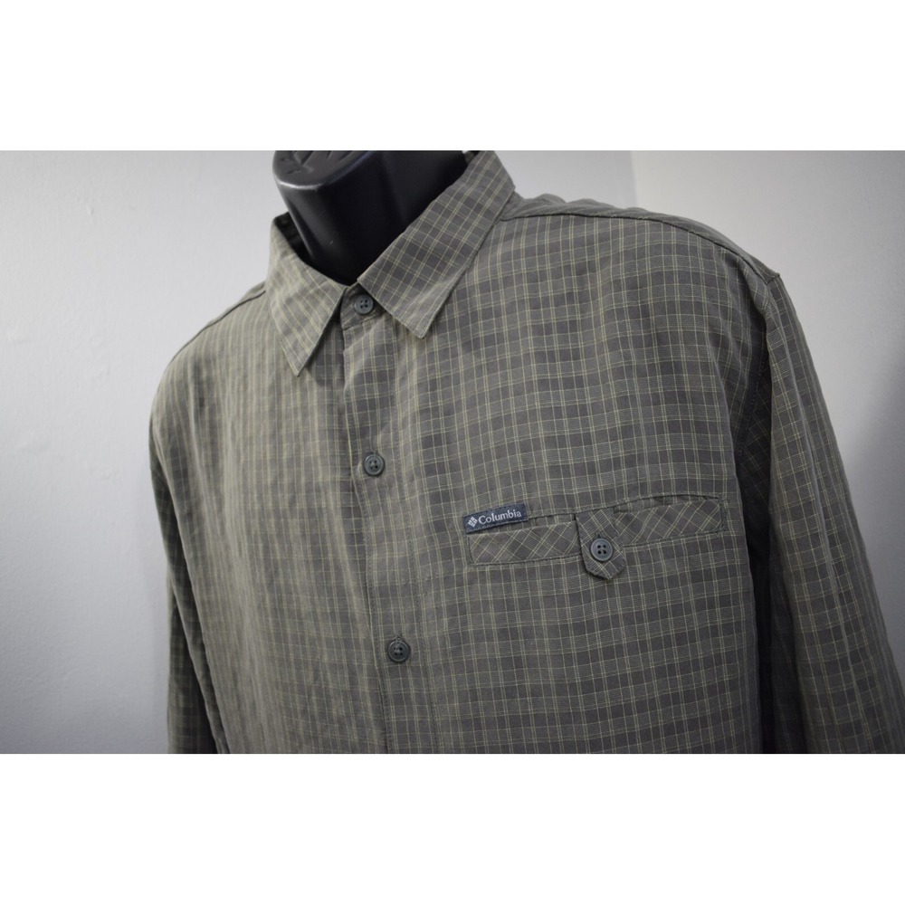 Columbia Hiking Button Up‎ Shirt Plaid Omni-Shade Modal Long Sleeve Mens Size XL